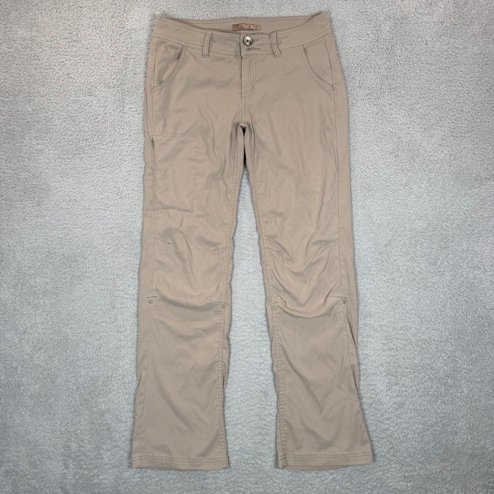 Prana Halle Hiking Pants Womens 6 Regular Tan Khaki Roll Up Straight Leg Cargo